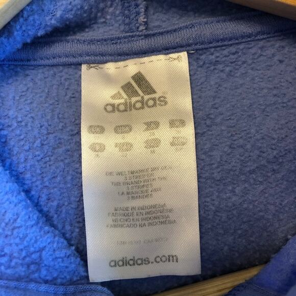 Adidas Hooded Sweatshirt With pocket Color Blue & Black Unisex Size Small - Picture 6 of 6